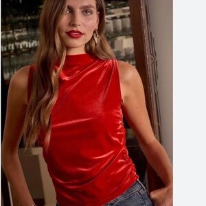 Red Velvet Sleeveless Top